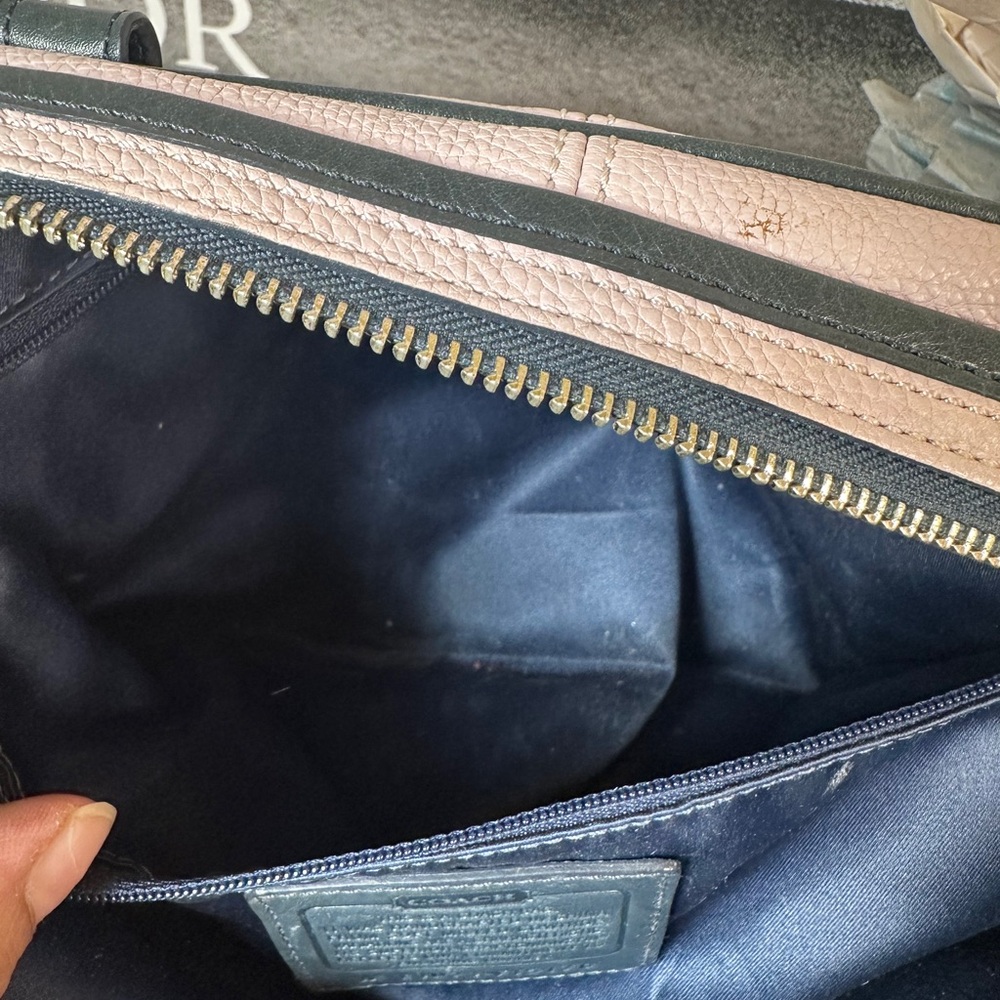Coach Pink and Navy Satchel with Structured Design - Picture 10 of 17